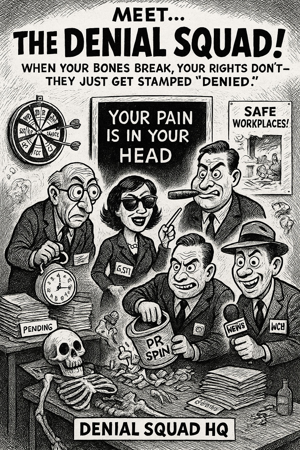 Denial Squad - Case Manager Delayla, Mr. No Evidence, Doctor Who Never Reads Files, HR Ninja Vanish